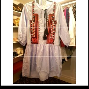 H&M light blue embroidered dress